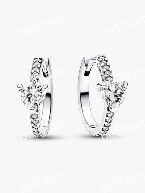 Sparkling Heart Hoop Earrings